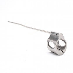 .750 Stainless Low Profile Steel Clamp-On Gas Block and  Sliver Mid Length  Gas Tube - Assembled